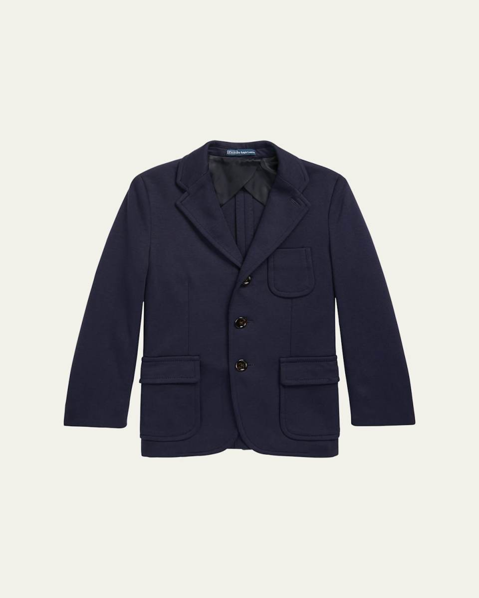Boy's Tailored Interlock Sport Coat, Size 4-7